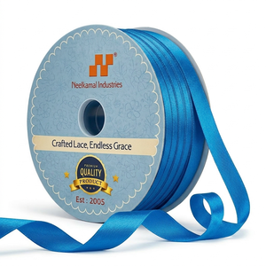 Ruban de satin bleu simple face de 12 mm pour bouquets, emballage cadeau, boîtes de dragées, couture, nœuds pour cheveux, cartes, décorations de fête, rouleaux - Product Image 1