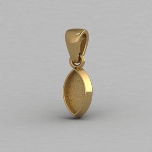 Handmade Solid 925 Silver 14K Gold 7x14mm Marquise Shape Blank Bezel Cup Charm Pendant Cabochon Setting <b>for</b> DIY Keepsake Jewelry - Product Image 1