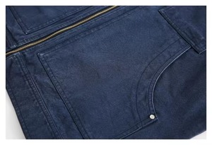 Navy Blue Men's Denim <b>Jacket</b> Casual Winter Hooded Full-Zip Anti-Bacterial Breathable Eco-Friendly <b>Fleece</b> <b>Lining</b> Embossed - Product Image 4