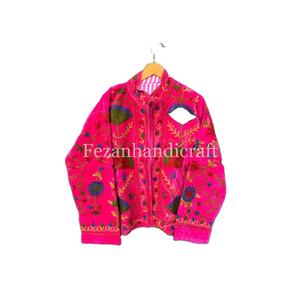 Veste en velours indien Suzani, veste à broderies florales ouzbèkes, veste courte bohème hippie, veste de soirée pour femmes, pardessus - Product Image 1