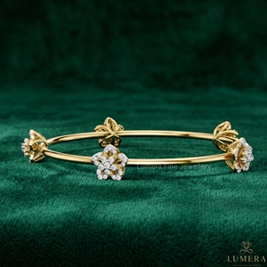 Luxury Floral Diamond <b>Bangle</b> <b>Bracelet</b> for Women 9KT 10KT 14KT 18KT Yellow Gold | IGI Certified Fine Jewelry LUMERA FINE - Product Image 2