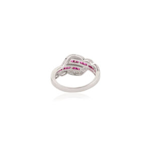 Luxury Rhodium Plated 925 Sterling <b>Silver</b> Genuine Ruby Diamond Wedding <b>Statement</b> Crossover <b>Ring</b> Fine Wholesale Jewelry Women - Product Image 6
