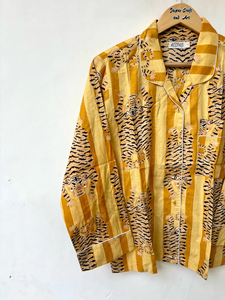 Ensemble de pyjama coordonné pour femmes Naaz Textile, imprimé à rayures de tigre, vêtements de détente et de sommeil décontractés d'été, chemises de nuit en coton doux et respirant - Product Image 3