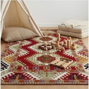 Tapis géométrique Kilim rectangulaire en laine et acrylique noué à la main, antidérapant, à poils moyens, pour salon, couverture décorative de sol - Product Image 5