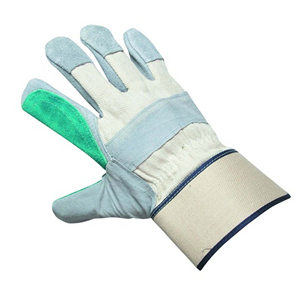 Cotton Safety <b>Gloves</b> With Blue Palm And Gray Fingertips Anti-Slip Abrasion Resistant Straight Cuff General Purpose - Product Image 5