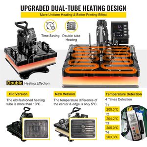 800W 6 1 presse à chaud 12x15 pouces Swing Away LED Display Dual-Tube chauffage contrôle précis pour Sublimation T-Shirt Printer - Product Image 5