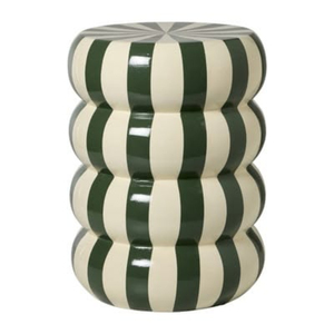 Taburete Artesanal con Incrustaciones de Hueso, Mesa Auxiliar de Lujo con Rayas, Mesa Decorativa con Incrustaciones Geométricas para Sala de Estar, Muebles con Rayas de Circo - Product Image 3