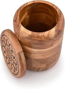 Pot en verre haut de gamme avec couvercle en bois, idéal pour épices, poivre, miel et autres aliments, pour la cuisine domestique, fabriqué en Inde. - Product Image 4