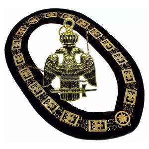 เครื่องประดับพิธีกรรมเมสัน ระดับ 32 องศา ปีกพับลง แบบพิธีกรรมสก็อตแลนด์  สร้อยคอชุบทอง  เครื่องประดับพิธีกรรมเมสัน - Product Image 6