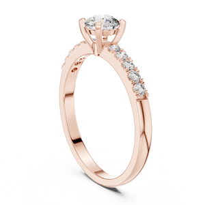 Bague en or rose à motif chevron ouvert avec diamants pour femme, bijoux minimalistes en moissanite, cadeau de mariage - Product Image 3