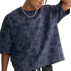 T-shirt personnalisé en coton 100% pour homme, design streetwear, logo personnalisé, effet vieilli, couleur unie, vente en gros, éco-responsable - Product Image 1