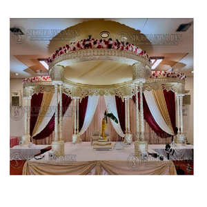Triple Pole Portable Durable <b>Wedding</b> Mandap Decoration Indian Fiber Chairs Bride Party Supplies Custom <b>Box</b> Packaging New Model - Product Image 1