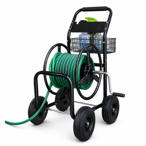 Chariot enrouleur de tuyau d'arrosage métallique durable de 60 m avec roues, panier de rangement pour l'entretien de la maison et du jardin, portable ODGGAD018 - Product Image 1