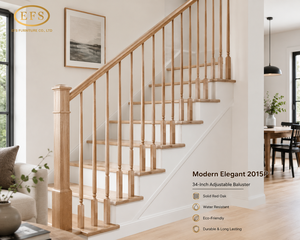 Composant d'escalier élégant et moderne, modèle 2015P, 34 pouces, en bois de chêne rouge massif, résistant à l'eau, réglable, écologique et durable - Product Image 2