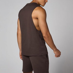 Men's Cut Out Sleeveless Loose Fit Sports Fitness Tank Top Muscle Bodybuilding Blank Workout Stretchable Activewear Vest Top - Product Image 5