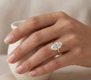 Anillo de Compromiso Clásico VBSR-8 con Certificado IGI, Oro Blanco de 14K, Anillo Solitario de Oro Real con Diamante de Laboratorio de Corte Marquesa de 3CT, Color E, VVS2 - Product Image 5