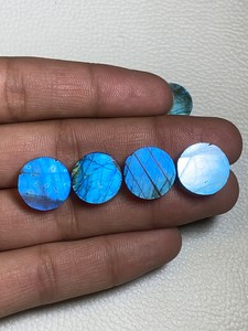 Cabujón Redondo de Labradorita Azul Natural, Piedra Preciosa con Reverso Plano de 5-30 mm, Piedra Suelta Pulida Brillante para Fabricación de Joyas, Kit de Bricolaje - Product Image 4