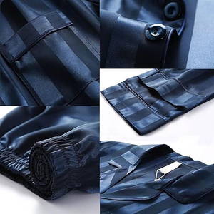 Pyjama d'hiver pour homme à manches longues, ensemble col boutonné et pantalon long, taille à cordon, doux et chaud, confortable pour la maison - Product Image 4