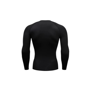 Camiseta Deportiva de Manga Larga para Hombre, Cuello Redondo, Ajustada, de Secado Rápido, Tejida, Color Negro - Product Image 5