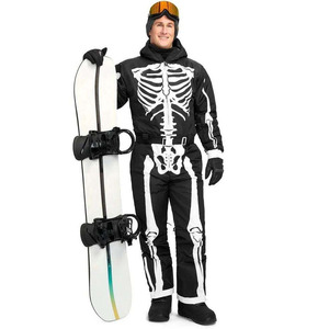 <b>Men's</b> Skeleton Print One Piece Ski Suit Waterproof Windproof Winter Snow <b>Jumpsuit</b> Halloween Snowboard Overall - Product Image 2
