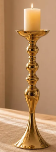 Wholesale <b>Set</b> of 3 Luxury Polished Gold Metal Pillar <b>Candle</b> Holders Modern Tall Brass Finish Candlestick Pedestal Stands for - Product Image 3