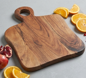 Planche à découper en bois d'acacia avec poignée, plateau de service de cuisine, planche à découper épaisse en bois de bambou, logo personnalisé - Product Image 4