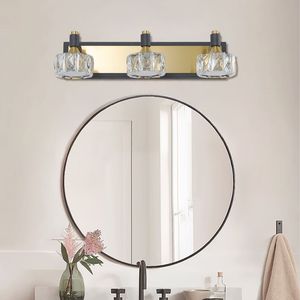 Elegante Applique da Bagno Moderna in Cristallo da 20 Pollici, Lampada a 3 Luci con Finitura Nero-Oro, Elegante Illuminazione per il Bagno - Product Image 2