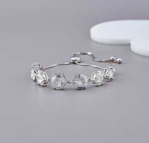 Bracelet tennis ajustable en diamant de culture rose, finition en argent sterling 925 massif - Product Image 1