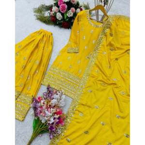 Conjunto de ropa de fiesta de diseñador para mujer con hermoso Top Dupatta y Sarara - Product Image 2