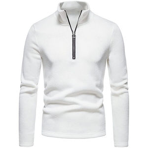 Sudadera con capucha y cremallera de un cuarto para hombre, corte regular, 300 gramos, algodón ligero, tejido de punto, con bolsillo, bordada, teñida lisa - Product Image 3