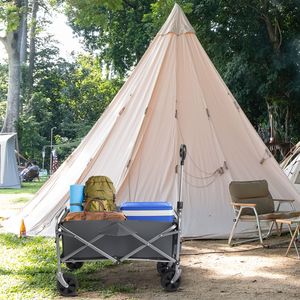 "600D Oxford Cloth <b>Camping</b> Cart 100kg Capacity Flat Folding Grey Silver Frame 74.5*45.5*84cm" - Product Image 4