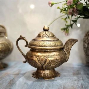 Decorative luxury centrepiece elegant <b>tea</b> brewing <b>pot</b> artisan hosting accessory premium engraved serve ware floral decorative - Product Image 6