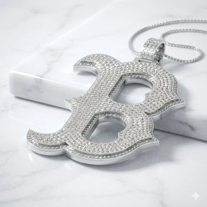 Colgante de Letra del Alfabeto de Gran Tamaño, Joyería Hip Hop, Plata Sólida 925 con Baño de Rodio, Diamante Moissanita, Inicial con Incrustaciones de Diamantes, para Fiesta - Product Image 2