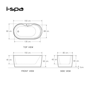 Bañera Ovalada de Acrílico Blanca Astra con Hidromasaje, Moderna, para Interiores, para Hotel o Villa - Product Image 4
