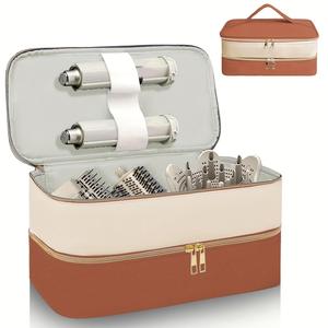 Sac de rangement portable simple à double compartiment en polyester pour outils capillaires avec double fermeture éclair, idéal pour <span class=keywords><strong>fer</strong></span> à friser et peignes de voyage - Product Image 6