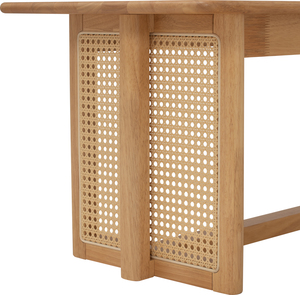 1.5m Bench Natural Malaysian <b>Oak</b> Solid Top Synthetic Rattan Side <b>Frame</b> Model Bench Minimalist Modern Design Furniture - Product Image 3