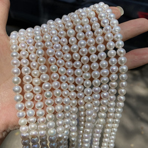 Perlas de Agua Dulce Hechas a Mano para Collar o Pulsera, Blancas, 7-8 mm, con Orificio Pasante, Casi Naturales, Perlas Sueltas - Product Image 1