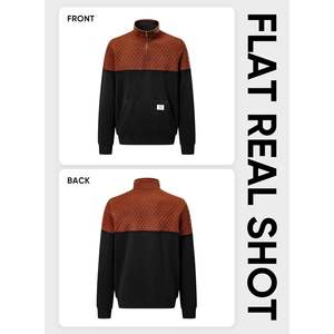 Custom Men's Long Sleeve <b>Quilted</b> <b>Sweatshirt</b> Quarter Zip Pullover with Stand Collar Solid Color Block Design Size 8XL - Product Image 6