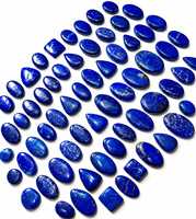 Cabochons ovales en lapis-lazuli naturel poli, bleu profond, avec jeu de couleurs et d'étincelles, pour la fabrication de bijoux - RUHAN GEMS
