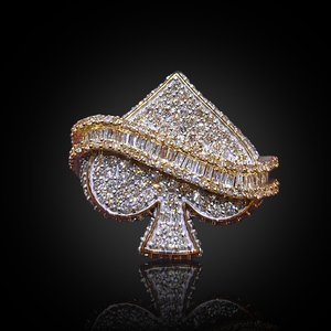 Luxury 18K <b>Gold</b> Plated Diamond <b>Cocktail</b> <b>Ring</b> Baguette Cut Spade Shape Unisex Party Jewelry - Product Image 1