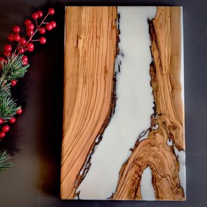 Planche à découper écologique en bois avec poignée en résine, compatible lave-vaisselle, pour plateaux de fromages, apéritifs, soirées vin, mariages, maison - Product Image 5