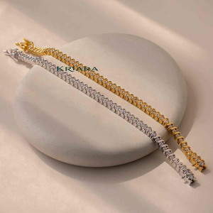 Bracelet Tennis en Argent S925 Plaqué Or 18K avec Moissanite Ronde Taille Brillant Sertie en Canal, Bijou Classique Unisexe - Product Image 1