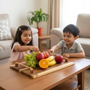 Solid Wood Serving Tray with Handles – Premium <b>Walnut</b> Wooden Food Tray for Kitchen, <b>Coffee</b> <b>Table</b> & Home Decor - Product Image 4