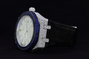 Reloj de Hombre Personalizado con Diamantes de Moissanita Redondos, Correa de Acero Inoxidable, Esfera Elegante para Fiestas, Reloj Completamente Adornado con Diamantes - Product Image 6