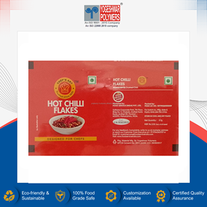 วัสดุบรรจุภัณฑ์พริกป่นแบบม้วน GRAVURE ยี่ห้อ YOGESHWAR POLYMERS รุ่น YP39 คุณภาพสูง เกรดอาหาร 12 ไมครอน PET + 25 ไมครอน เมทัลไลซ์ CPP - Product Image 3