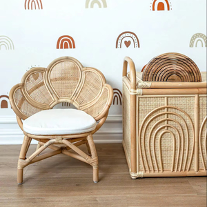 Diseño de última generación - Silla infantil de ratán natural - respaldo en forma de flor, hermoso mobiliario infantil. - Product Image 1