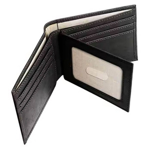 Cartera de cuero genuino de lujo personalizada al por mayor para hombre, con bloqueo RFID, plegable, proveedor mayorista OEM, exportación para Pakistán - Product Image 2
