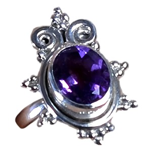 Amethyst <b>Ring</b> Handmade Sterling Silver Bezel Setting Natural Purple Oval Gemstone <b>Boho</b> Jewelry February Birthstone - Product Image 1