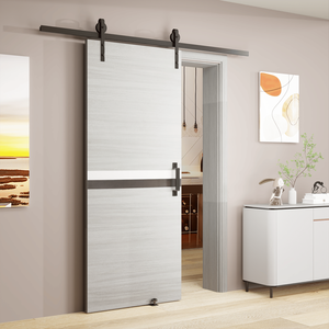 Cazzo elfo moderno per interni 32 \ "X 84 \" melamina Slab porta integrato 6.6FT Kit pista scorrevole regolabile da pavimento Guider Pull Handle - Product Image 2