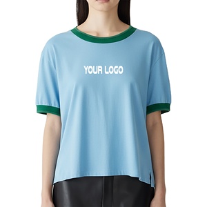 Camiseta de Alta Calidad para Mujer, Lisa, Informal, de Verano, Corta, de Algodón, de Manga Corta, Cuello Redondo, Básica, Cómoda y Holgada - Product Image 1